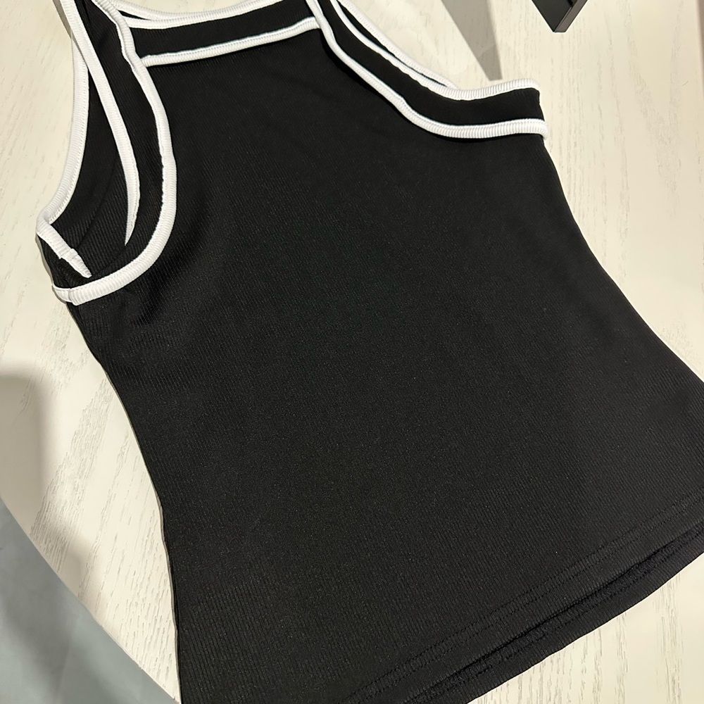 SHEIN Black Tank Top with White Trim